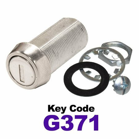 GLOBAL RV SS Compartment Lock, Cam/Blade Style, 1-3/8in Threaded Barrel, Keyed to G371, Blades not Included CLB-371-138-SS